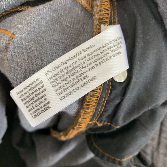 Eileen Fisher Grey Washed Mid-Rise Skinny Organic Cotton Jeans Size 10 - Picture 8 of 9